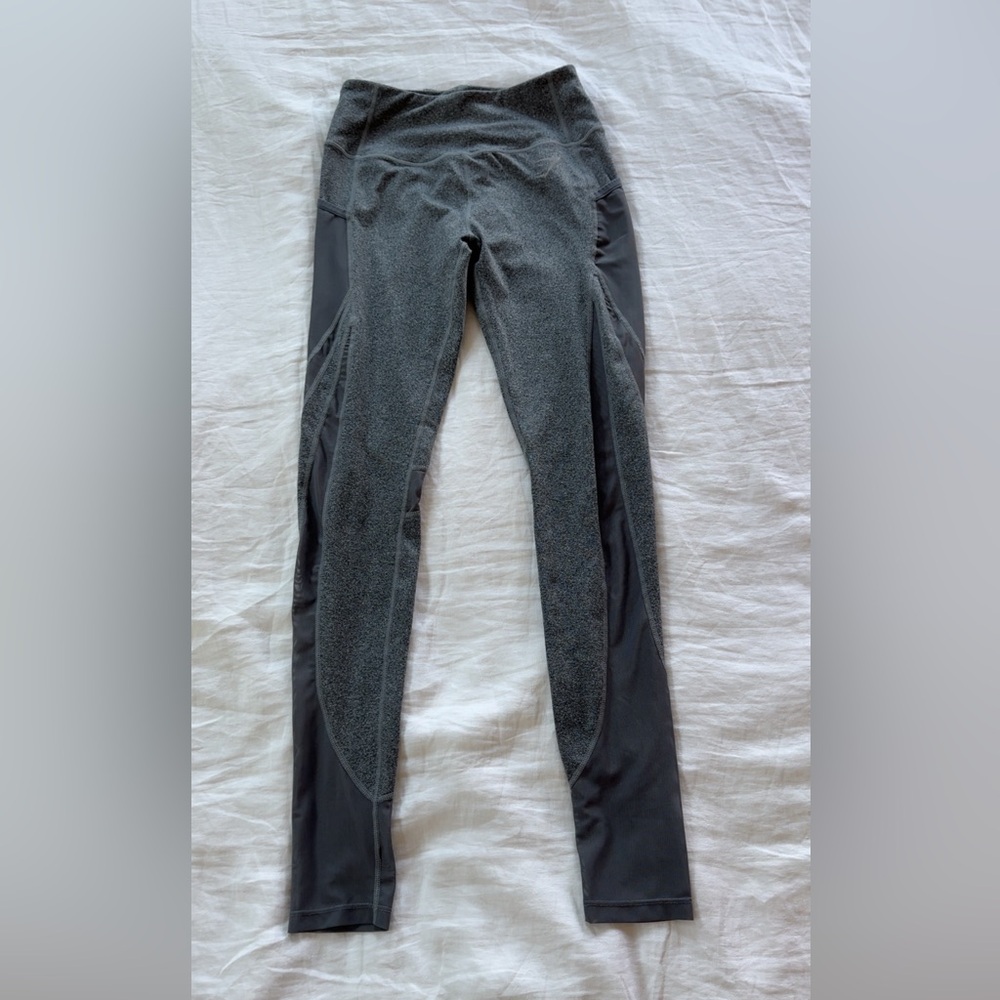 Gymshark Heather Gray Leggings Pockets & Mesh Detail